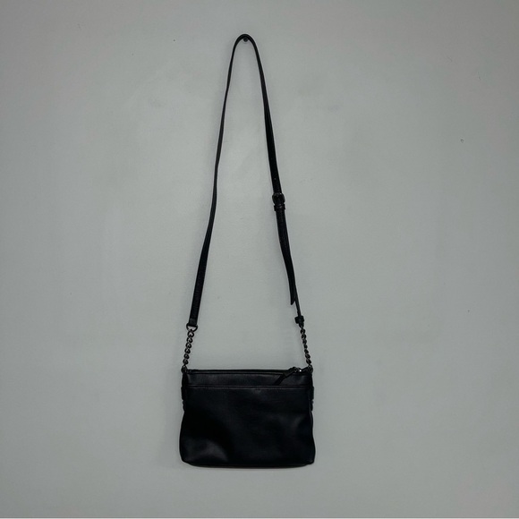 Simply Vera Wang Loren Crossbody Bag Black Faux Leather Adjustable Strap  Zipper - Picture 9 of 13